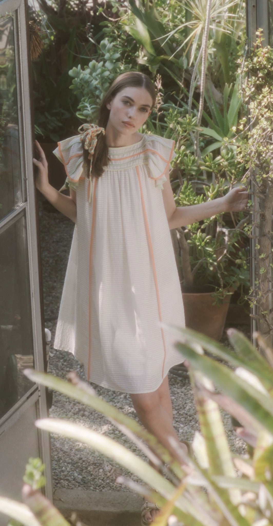 MINI DRESS WITH CONTRAST PIPE/BRAID