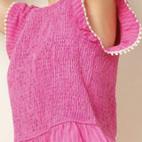 SMOCKED FLUTTER SLV TOP