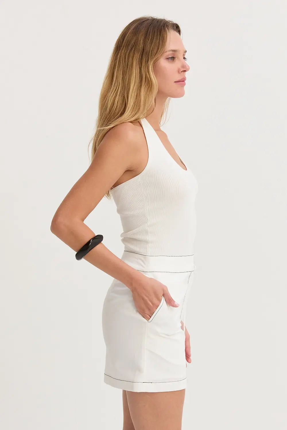 GENA CONTRAST STITCH SKIRT