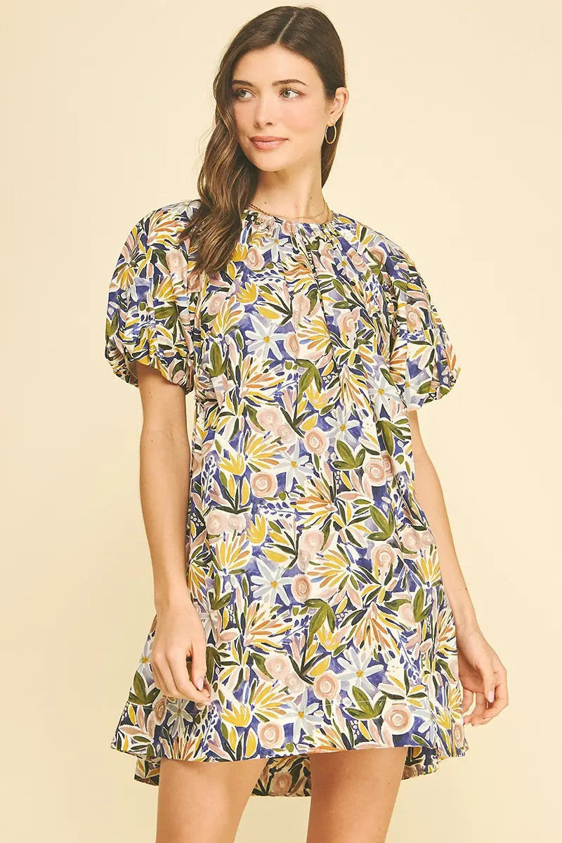 FLORAL TUNIC MINI DRESS