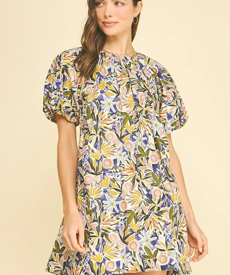 FLORAL TUNIC MINI DRESS