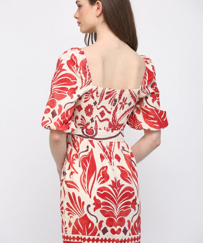 Tropical Print Linen Mini