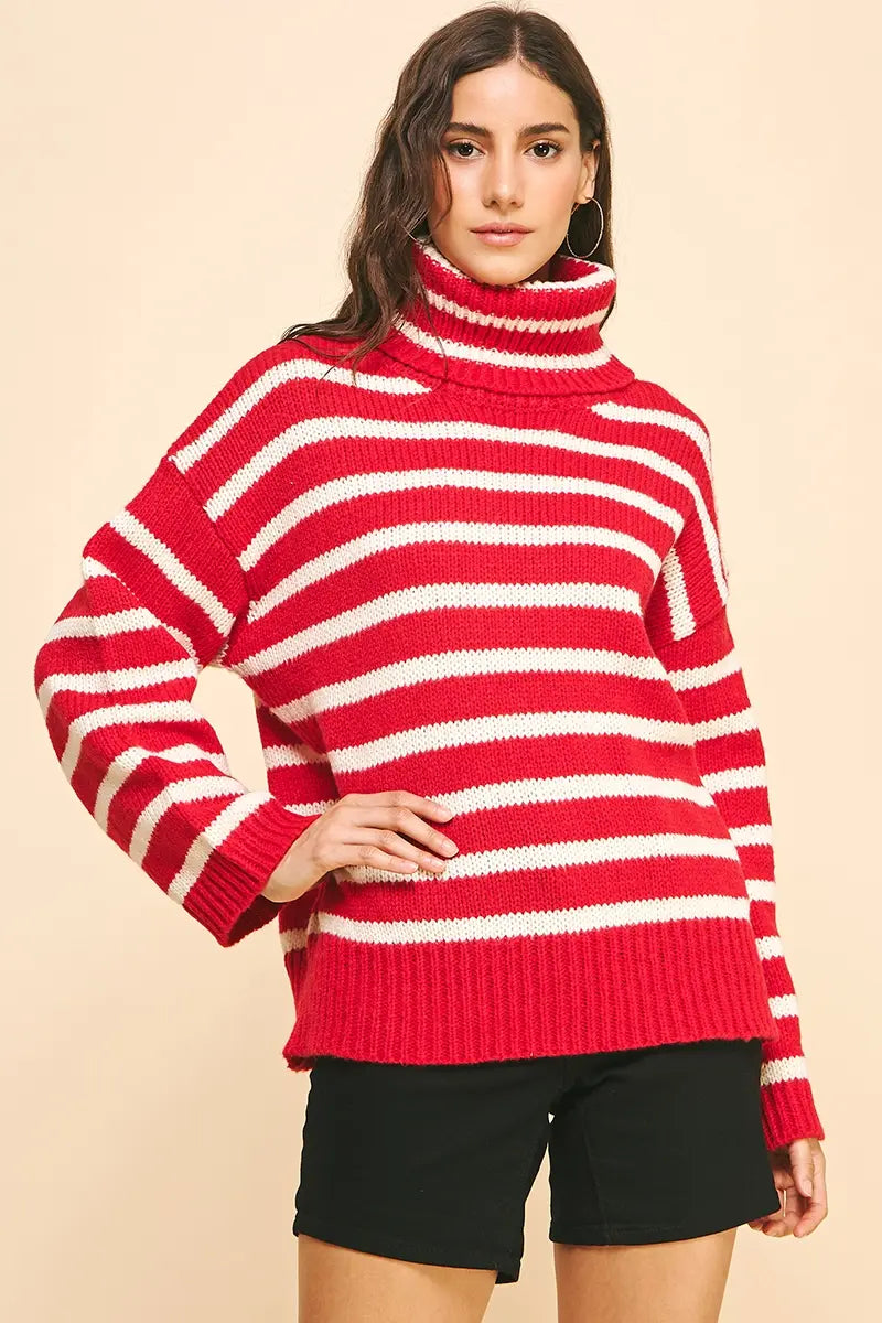 STRIPE TURTLE NECK SWEATER