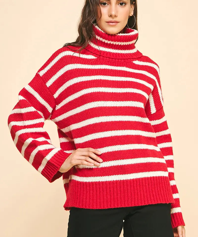 STRIPE TURTLE NECK SWEATER
