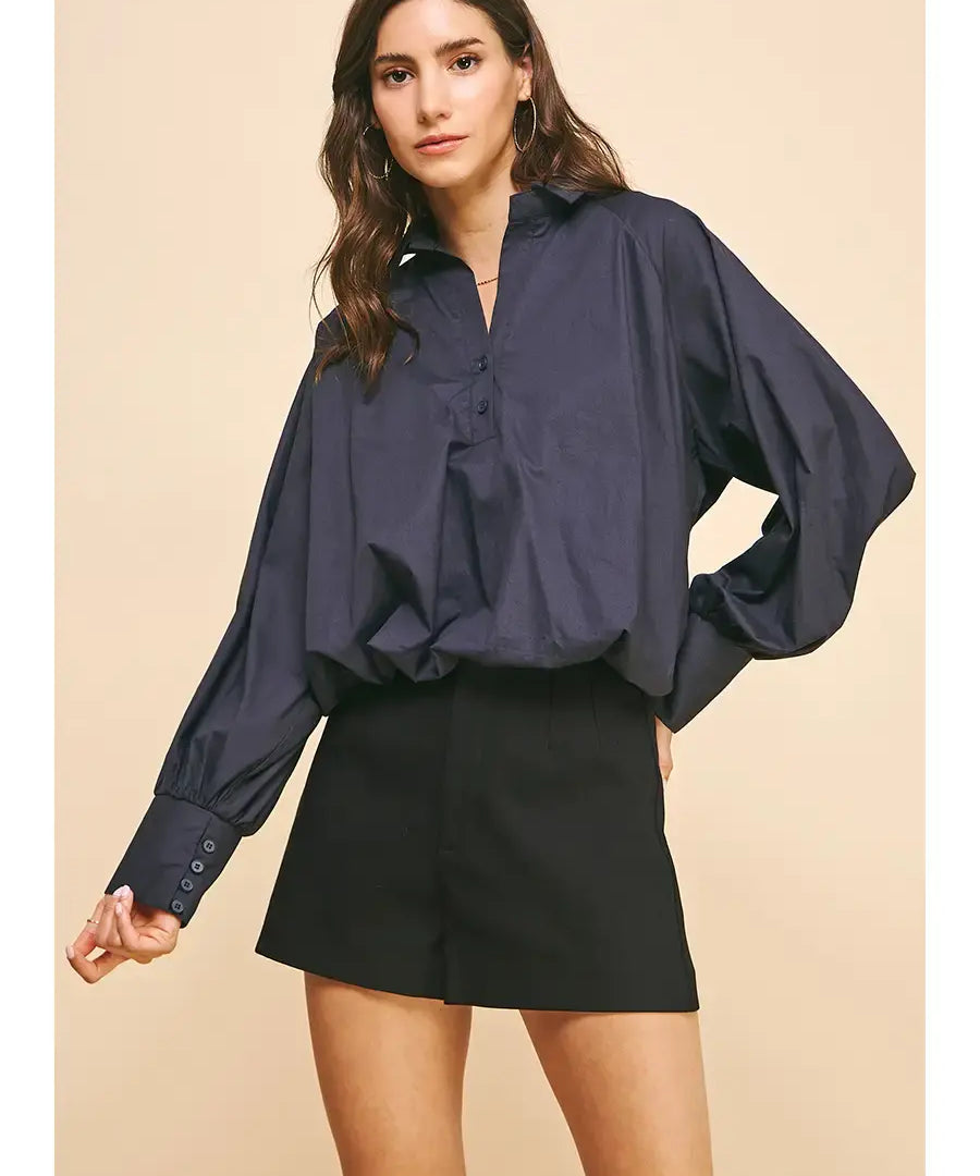 LOOSE FIT LONG SLV BOUSE