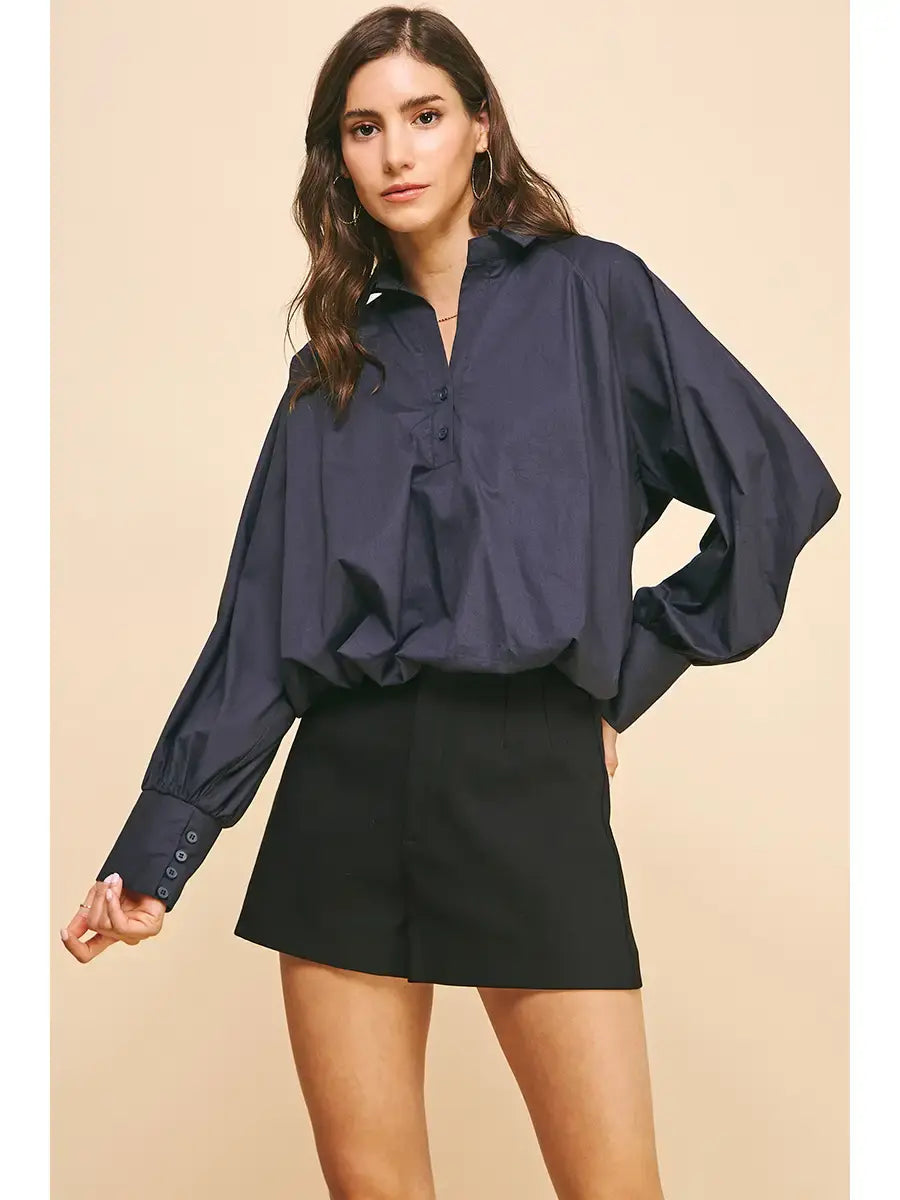 LOOSE FIT LONG SLV BOUSE