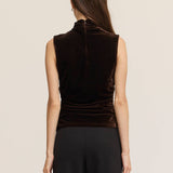 Mock Neck Velvet Sleeveless Top
