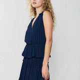 SLVLESS SURPLICE TIERED MINI DRESS W/ RUFFLE