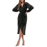 SEQUIN SURPLICE MIDI DRESS