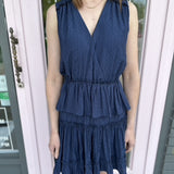 SLVLESS SURPLICE TIERED MINI DRESS W/ RUFFLE