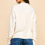 COLLARED VNECK SWEATER W/FRONT POCKETS