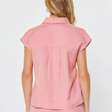 CAP SLEEVE BUTTON DOWN BLOUSE