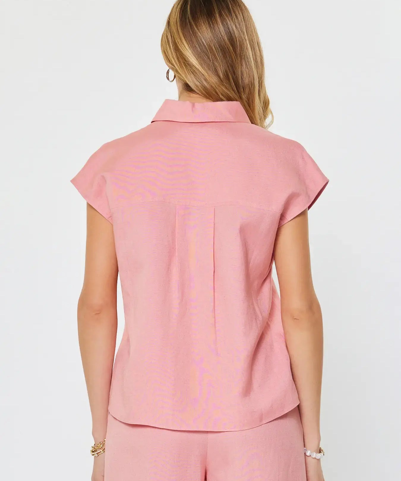 CAP SLEEVE BUTTON DOWN BLOUSE