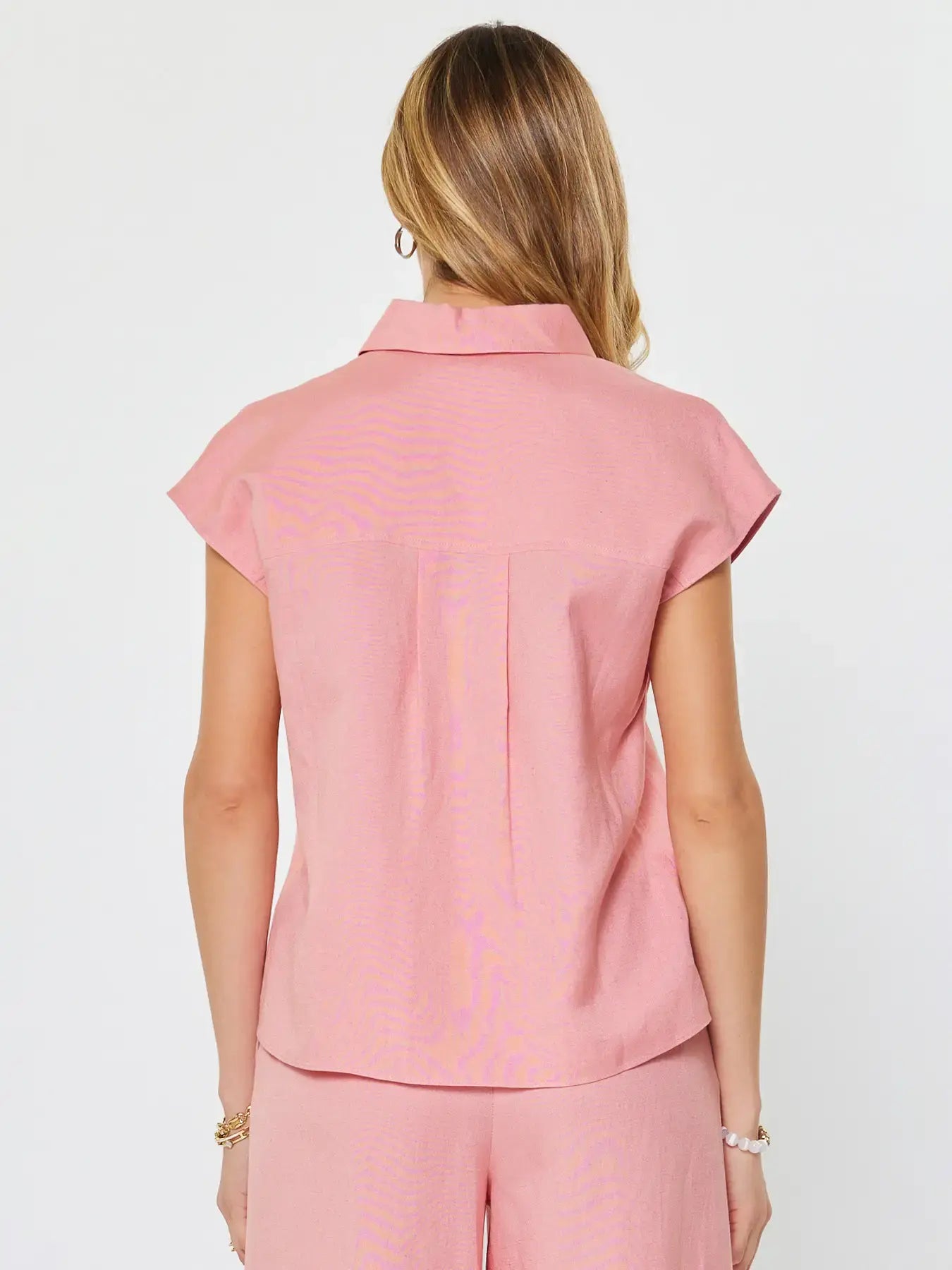 CAP SLEEVE BUTTON DOWN BLOUSE