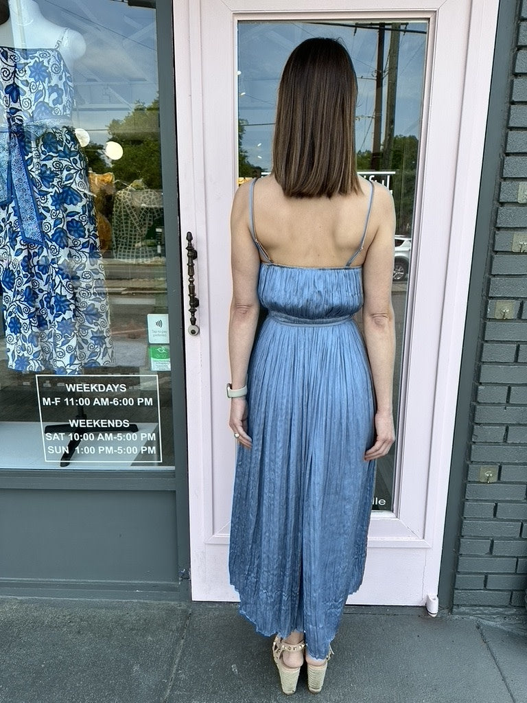 CAMI MAXI DRESS W/ROSE WAIST TIE