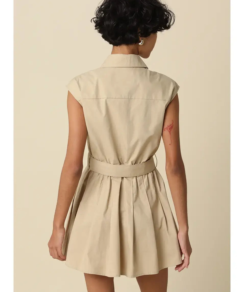 DONNA BELTED SLVLESS SHIRT DRESS