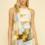 WATERCOLOR PRINT SLEEVELESS TOP