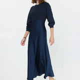 3/4 SLV MIXED MEDIA DRESS