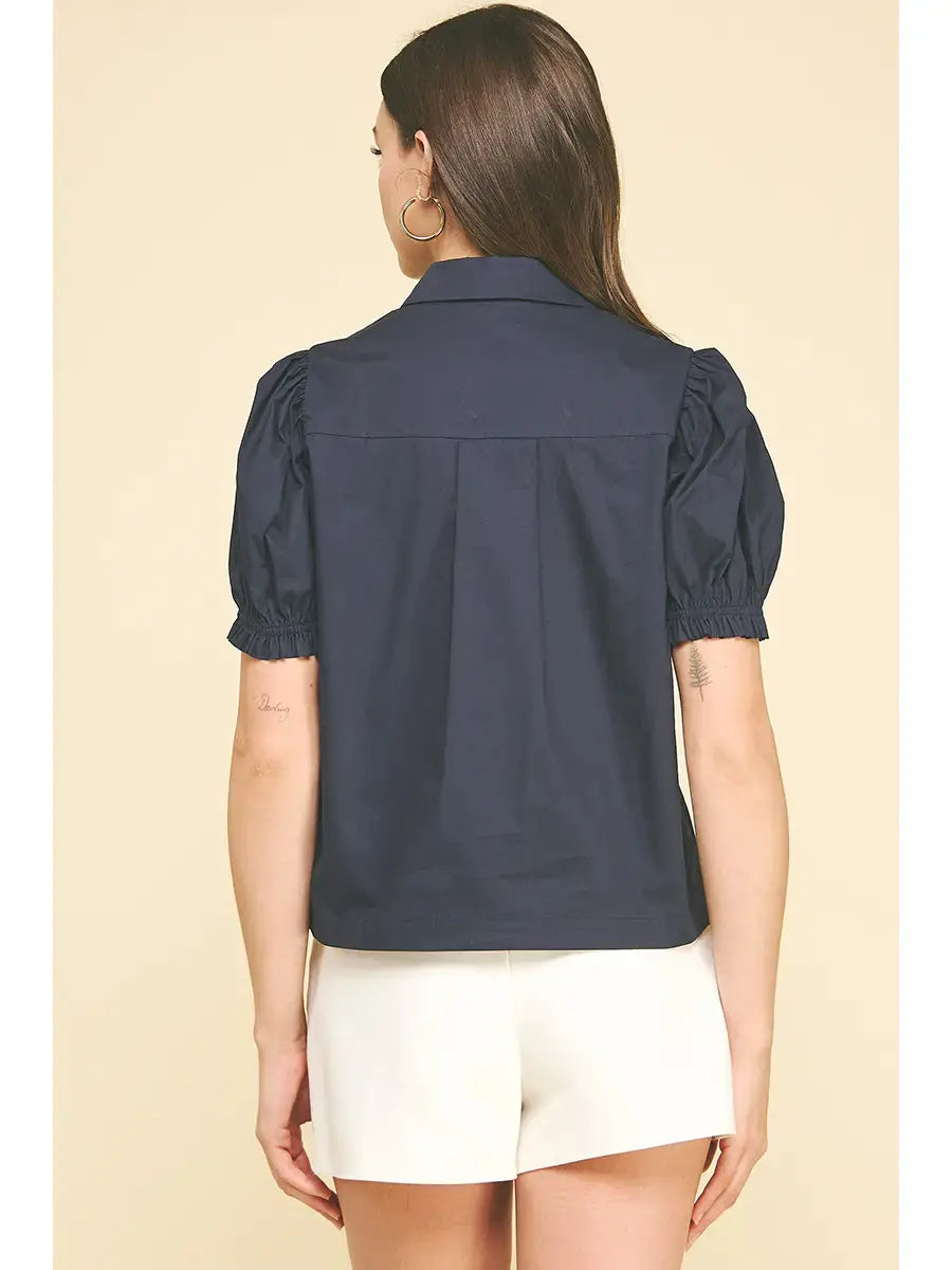 TUCKED DETAIL BUTTON DOWN BLOUSE