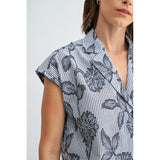 WIDE SHOULDER LAPEL PRINT TOP