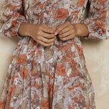 RUFFLE V NECK TIERED PICOT DRESS