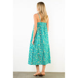 THIN STRAP PATTERN MIDI DRESS