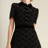 SSLV WOVEN LACE MIDI DRESS