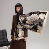 REVERSIBLE WRAP BLACK/CREAM GINKGO