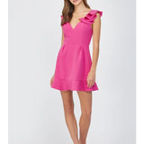 RUFFLED SHOULDER OPEN BACK MINI