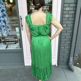 DOUBLE LAYER RUFFLE SSLV CRINKLE MIDI