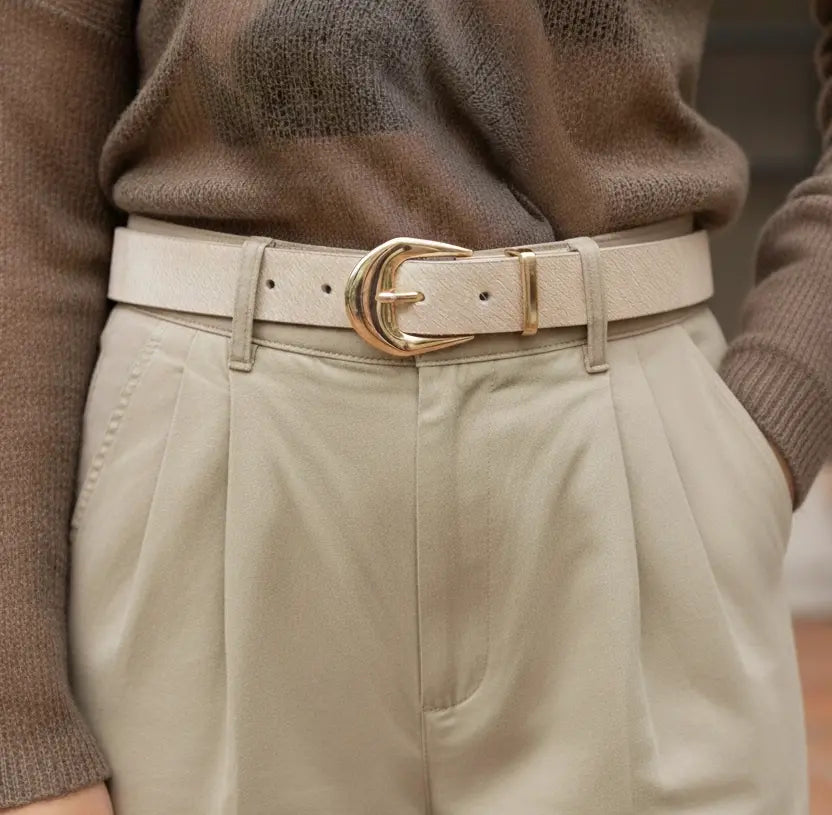 CALF HAIR BELT W/THICK BUCKLE