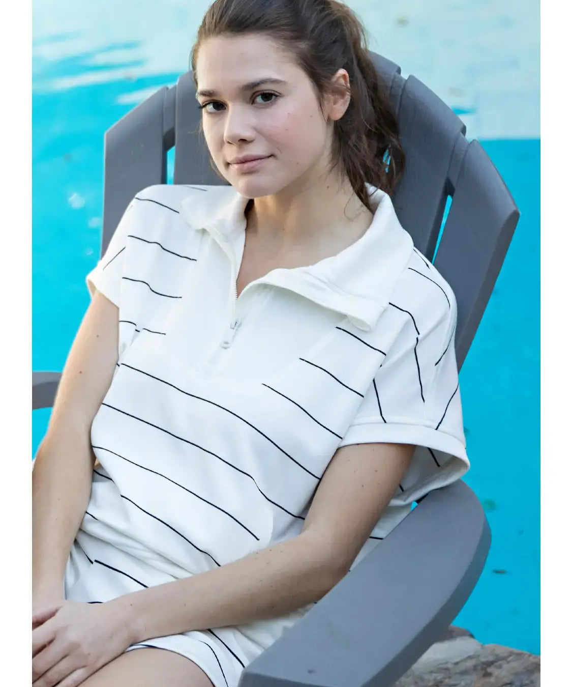 STRIPE QUARTER ZIP PULLOVER