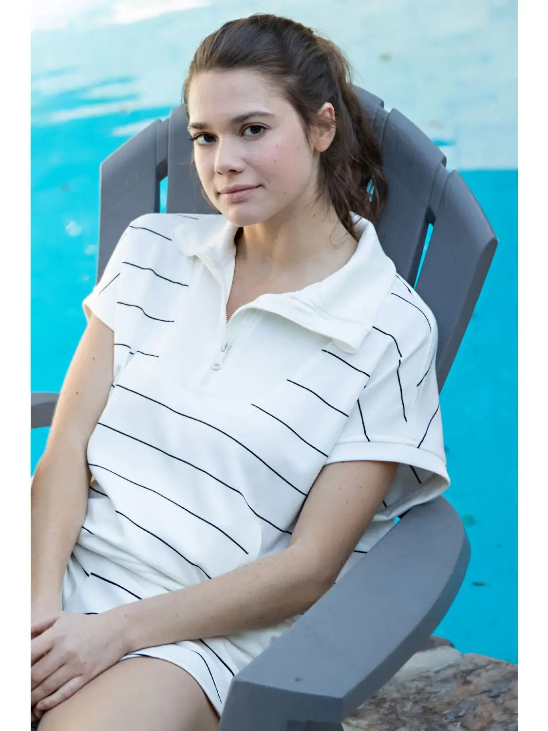 STRIPE QUARTER ZIP PULLOVER