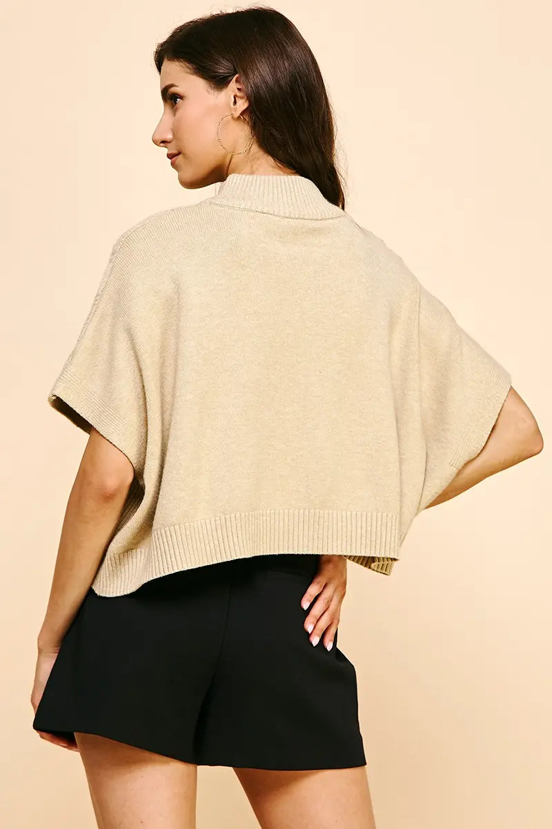 MOCK NECK SSLV SWEATER