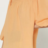 WIDE NECK CHEST SMOCKED TOP
