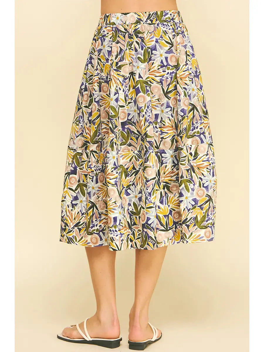 FLORAL PRINT A LINE SKIRT