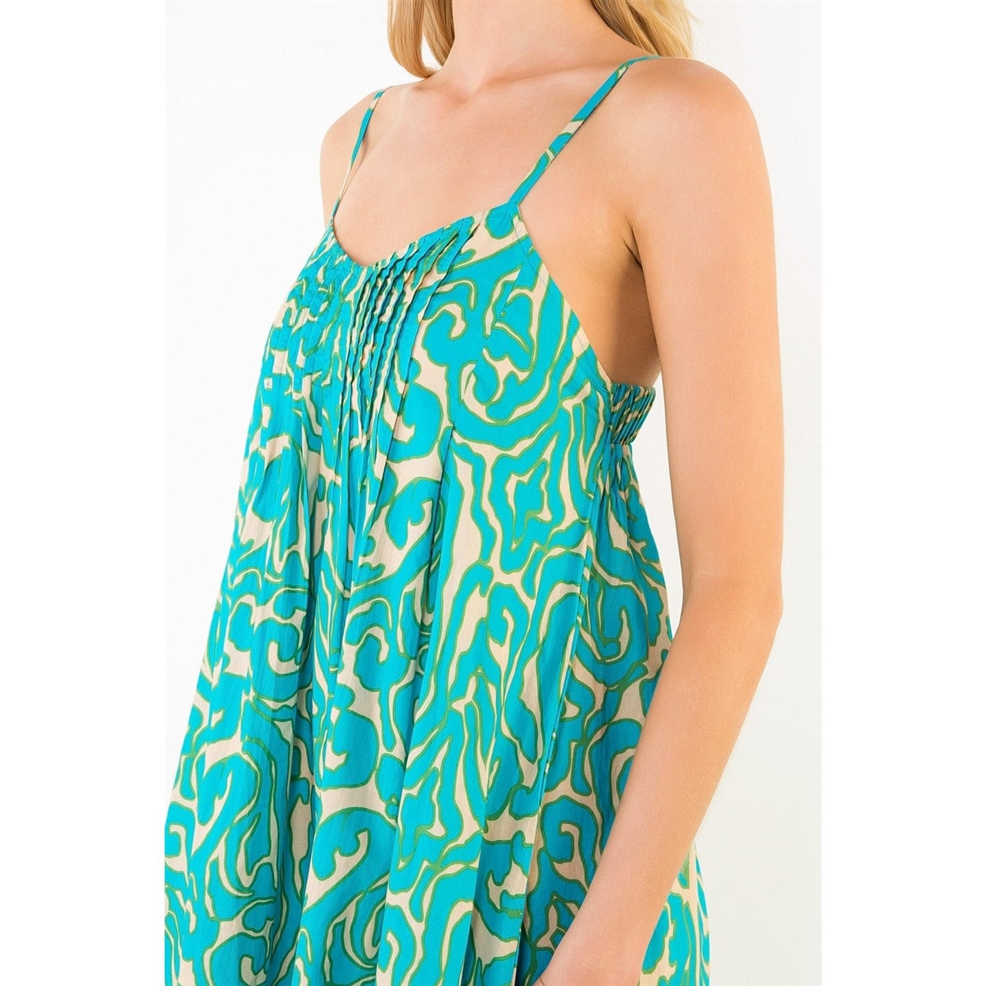 THIN STRAP PATTERN MIDI DRESS