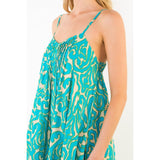 THIN STRAP PATTERN MIDI DRESS