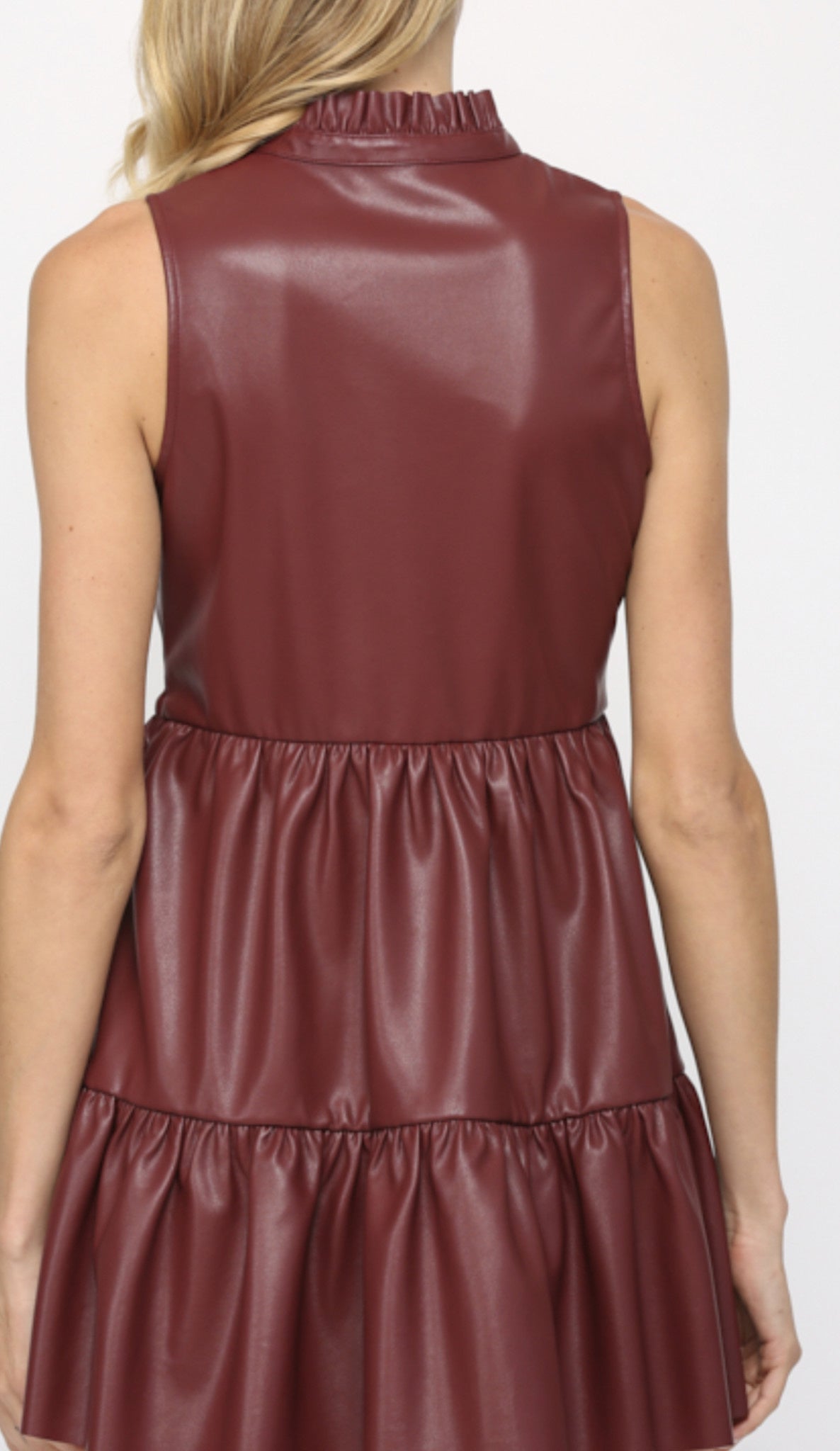 VEGAN LEATHER SLVLS MINI DRESS