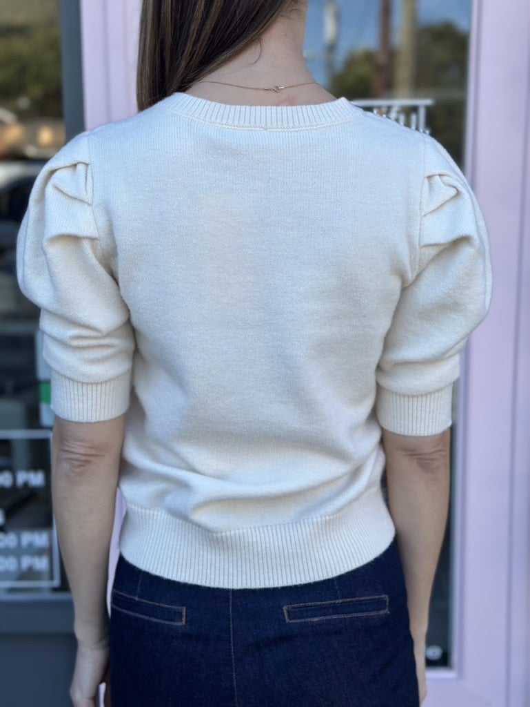 S/S PUFF KNIT SWEATER