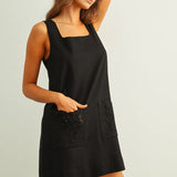 MINI DRESS W/ EYELET POCKETS