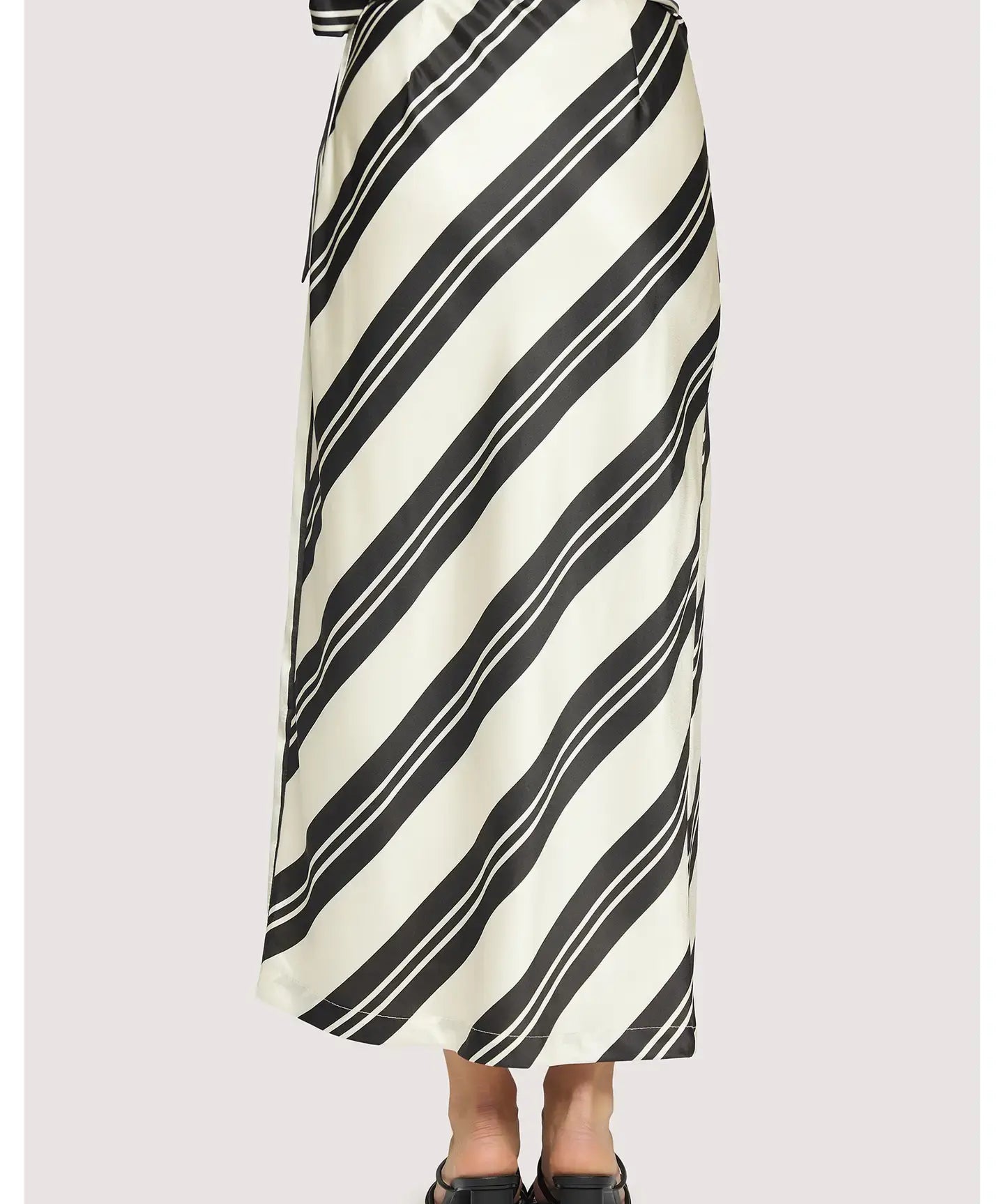 SUMMER STRIPED SATIN WRAP SKIRT
