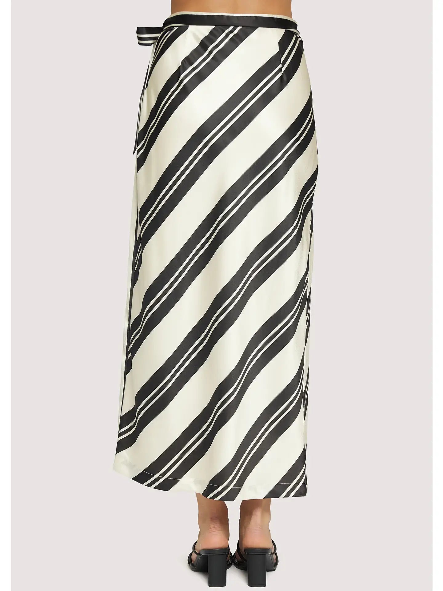 SUMMER STRIPED SATIN WRAP SKIRT