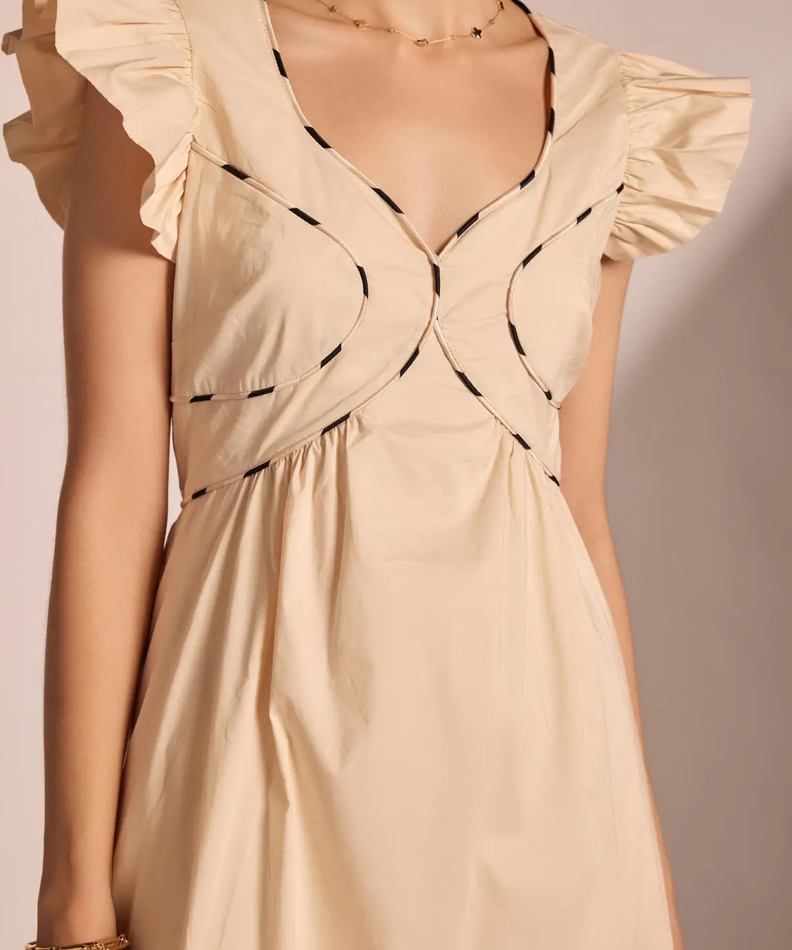 CONTRAST MULTI COLOR PIPING MIDI