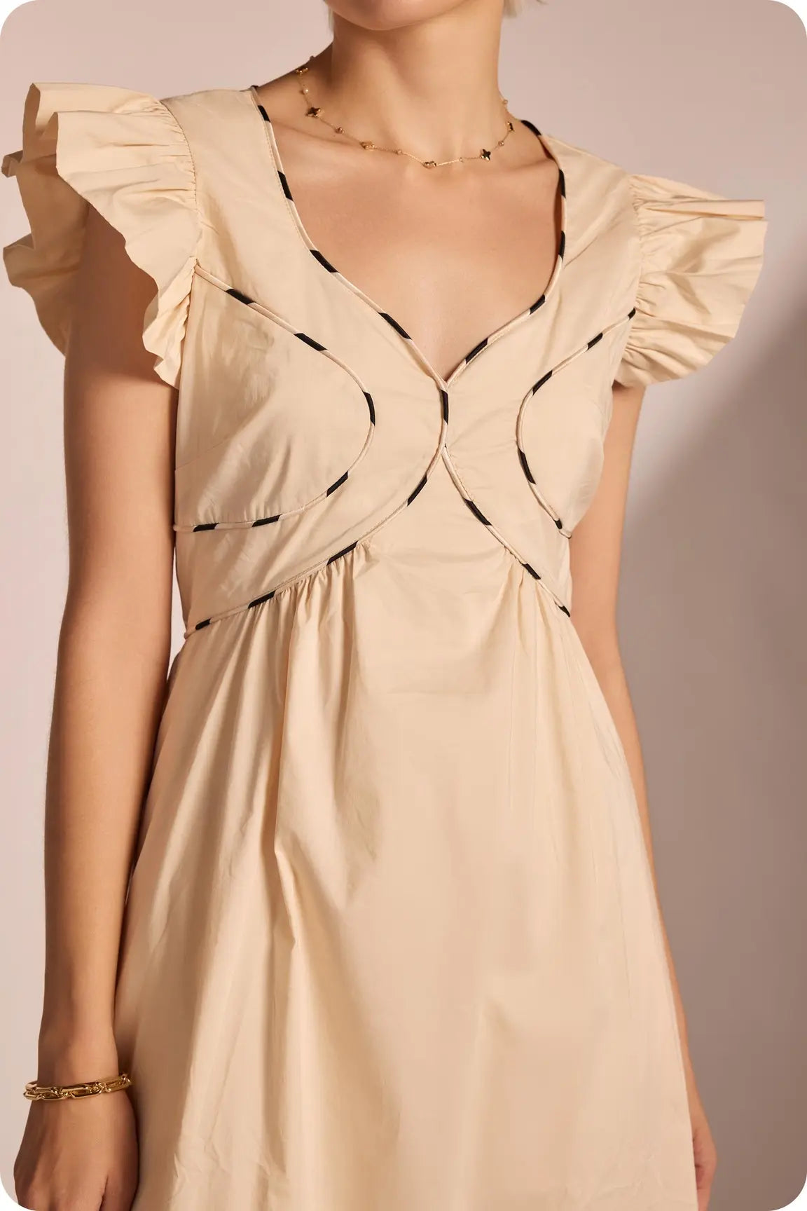 CONTRAST MULTI COLOR PIPING MIDI