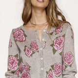 JACQUARD ROSE CARDIGAN