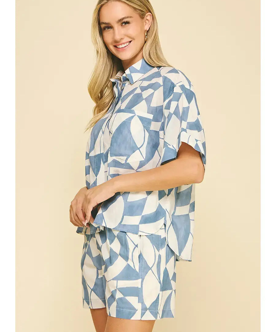 PRINT BUTTON DOWN SHIRT