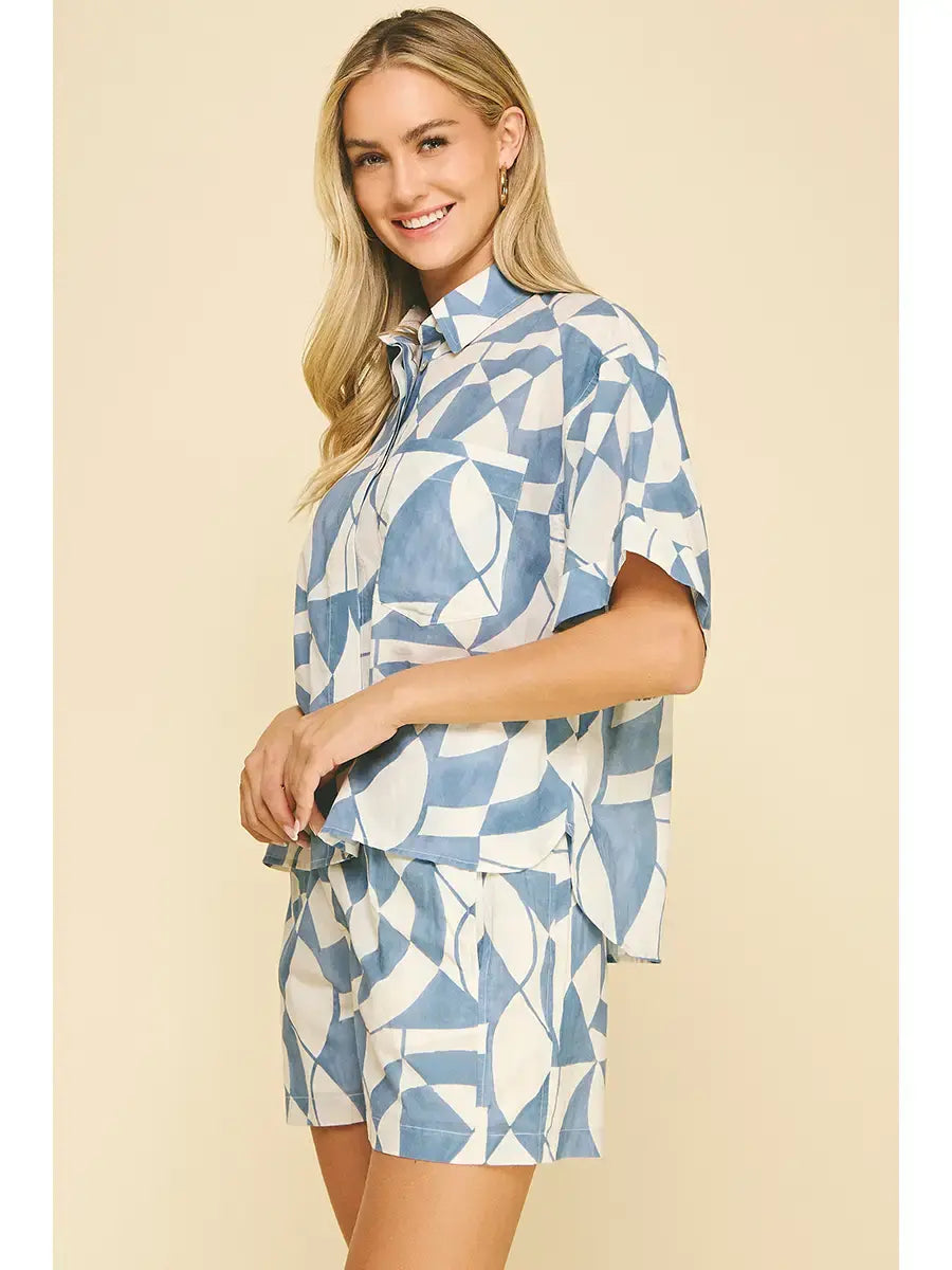 PRINT BUTTON DOWN SHIRT