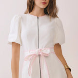 CONTRAST TRIM DETAIL ZIPPER MINI DRESS
