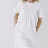 KNIT MIX MINI DRESS WITH POCKETS